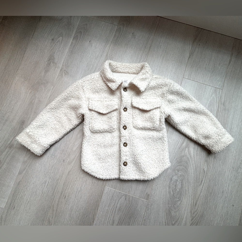 BABY GAP | Unisex Toddler Sherpa Shirt Jacket 2T Cream